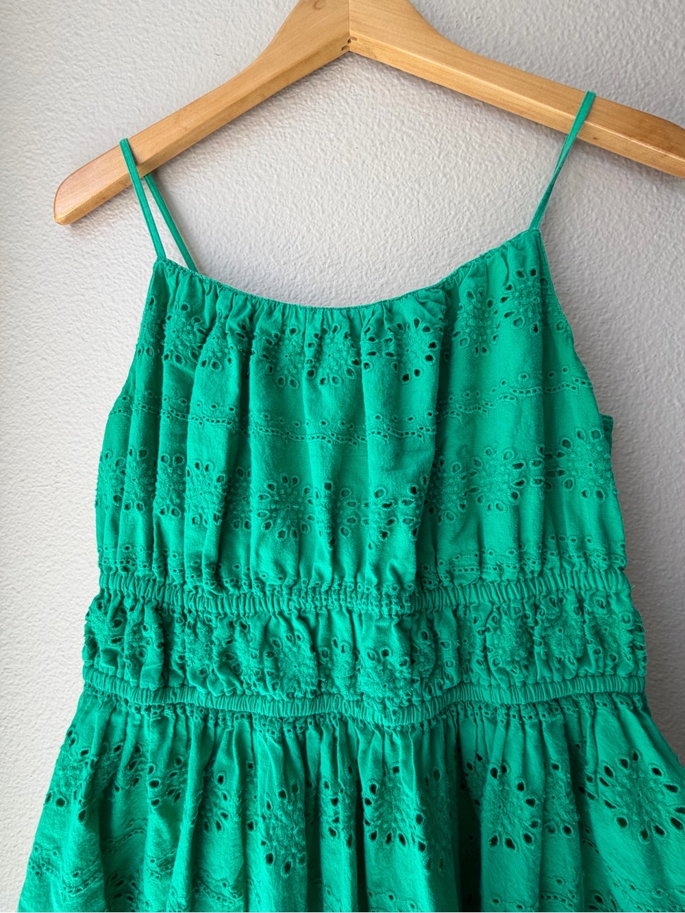 Emerald Green Eyelet Sundress - Classic Summer Dress 100% soft Cotton Women’s M - Picture 5 of 8